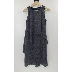 Ralph Lauren‎ Women's Black and White Polka Dot Chiffon A-Line Dress Size 4